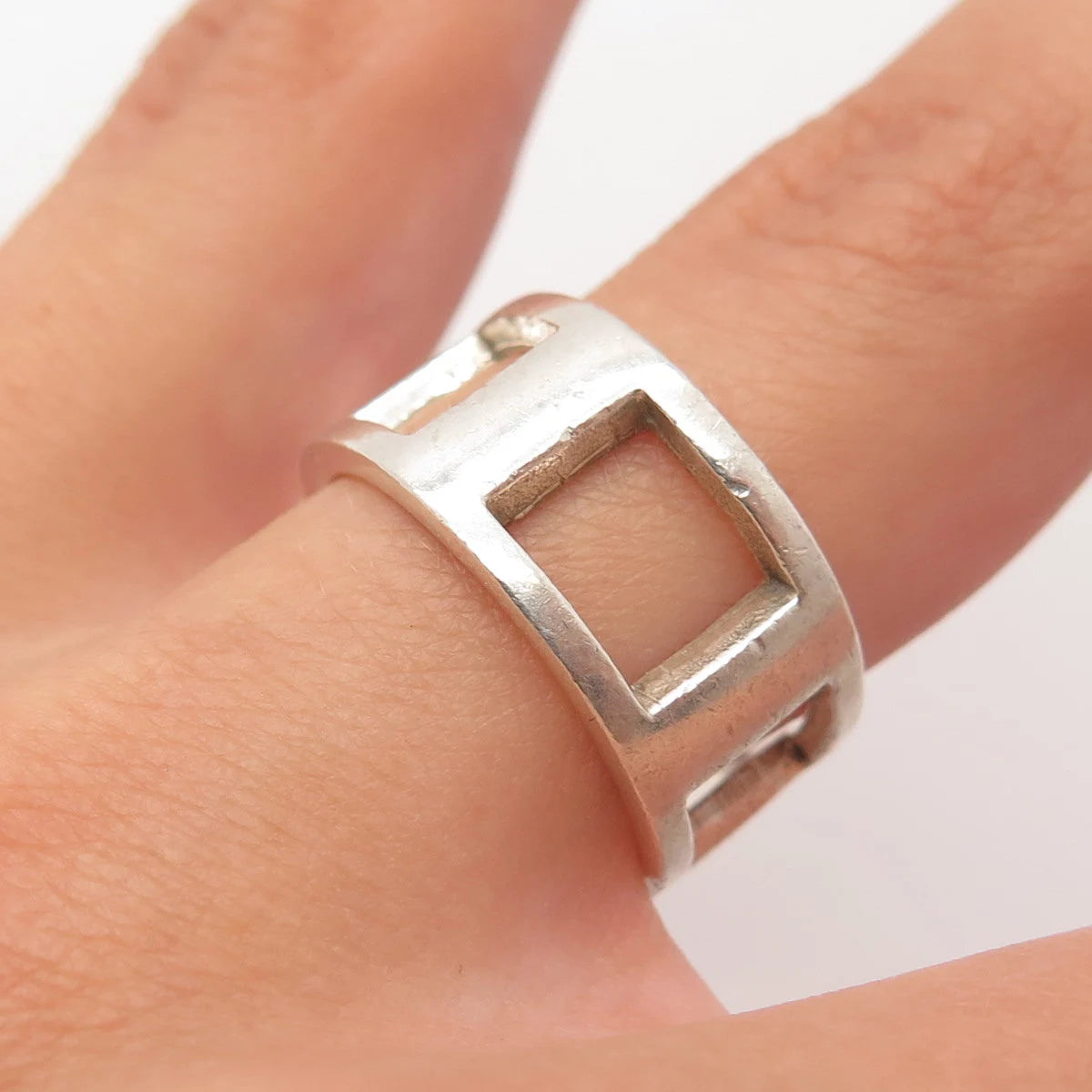 925 Sterling Silver Vintage SMW Open Band Ring Size 6.25