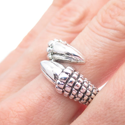 925 Sterling Silver Vintage Dragon Claw Bypass Ring Size 9.25