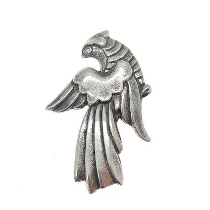 925 Sterling Silver Vintage Bird of Paradise Oxidized Pin Brooch