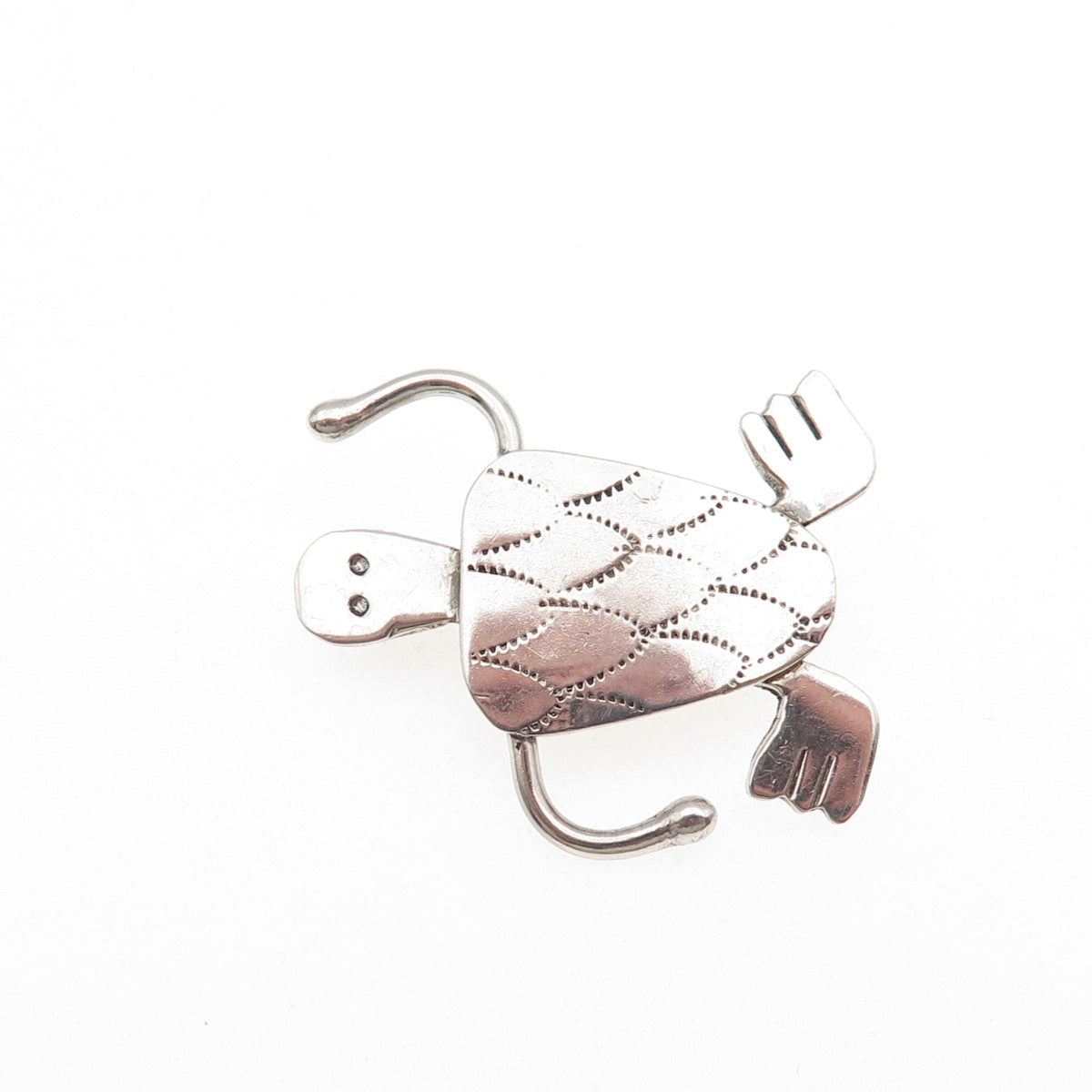 Norman Woody Santa Fe Old Pawn Sterling Silver Vintage Turtle Tribal Pin Brooch