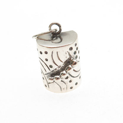 925 Sterling Silver Vintage Modernist Beaded Mini Charm Pendant