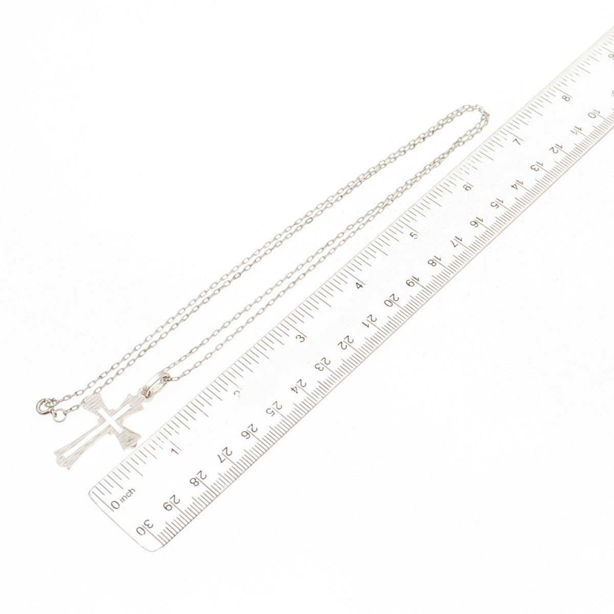 800 Silver Vintage Cross Religious Cable Chain Necklace 26"