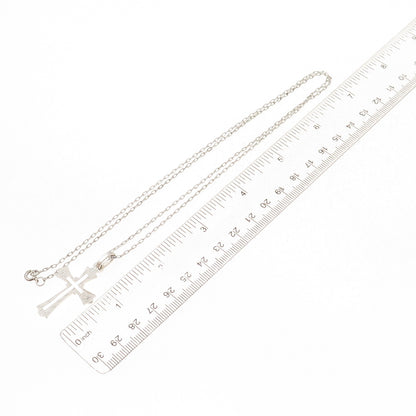 800 Silver Vintage Cross Religious Cable Chain Necklace 26"