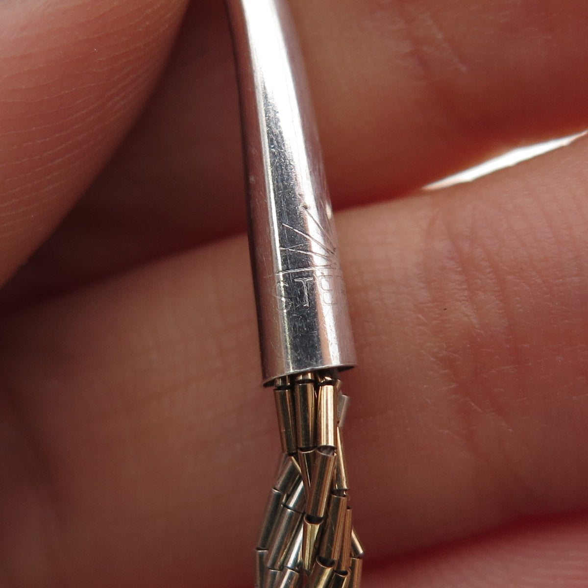 SUNRISE Old Pawn Sterling Silver Gold Filled Vintage Liquid Chain Necklace 28"