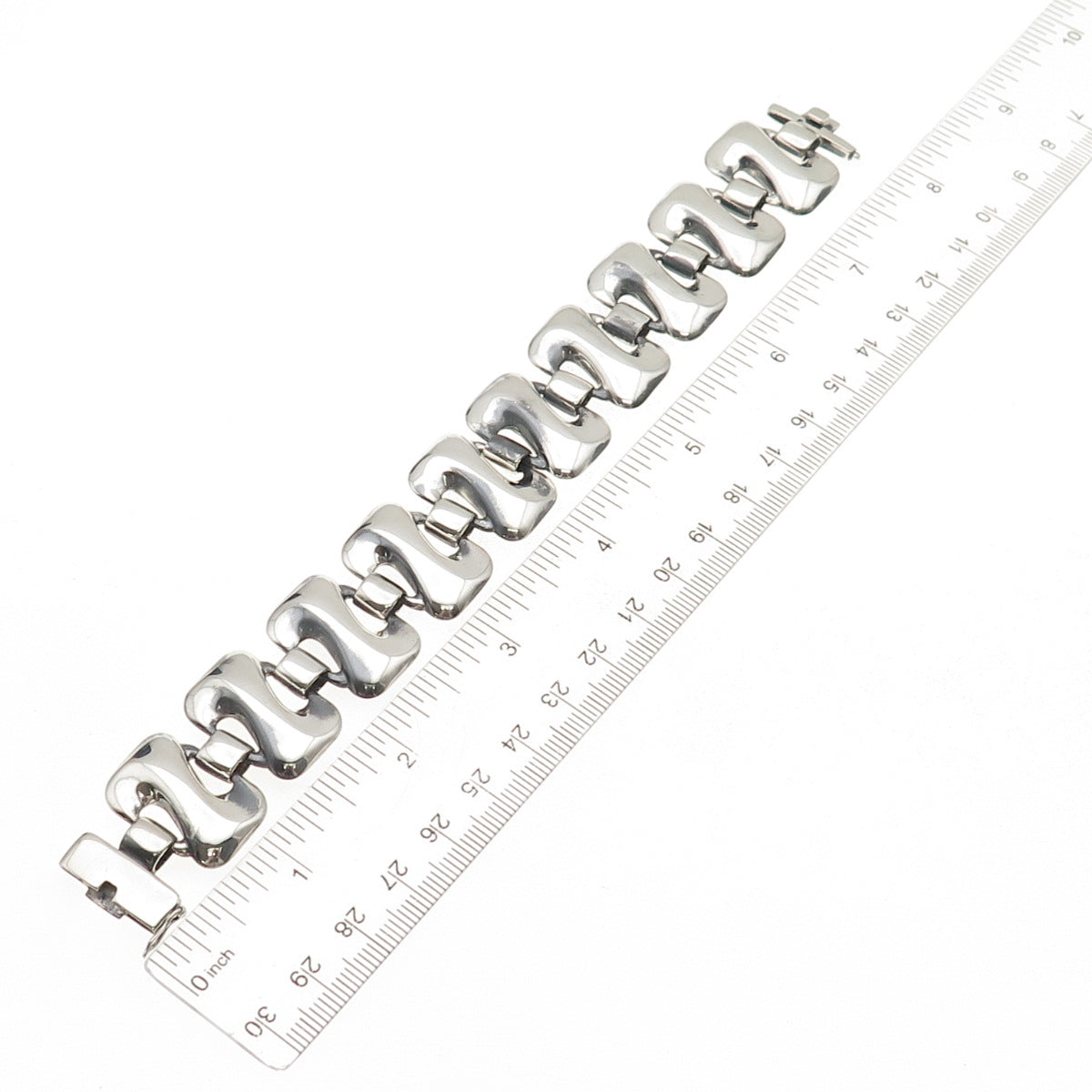 CNA Pranda 925 Sterling Silver Vintage Modernist Letter Z Link Bracelet 7.25"