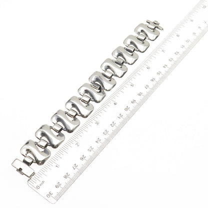 CNA Pranda 925 Sterling Silver Vintage Modernist Letter Z Link Bracelet 7.25"