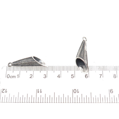 925 Sterling Silver Vintage Modernist Cone Oxidized Jacket Earrings