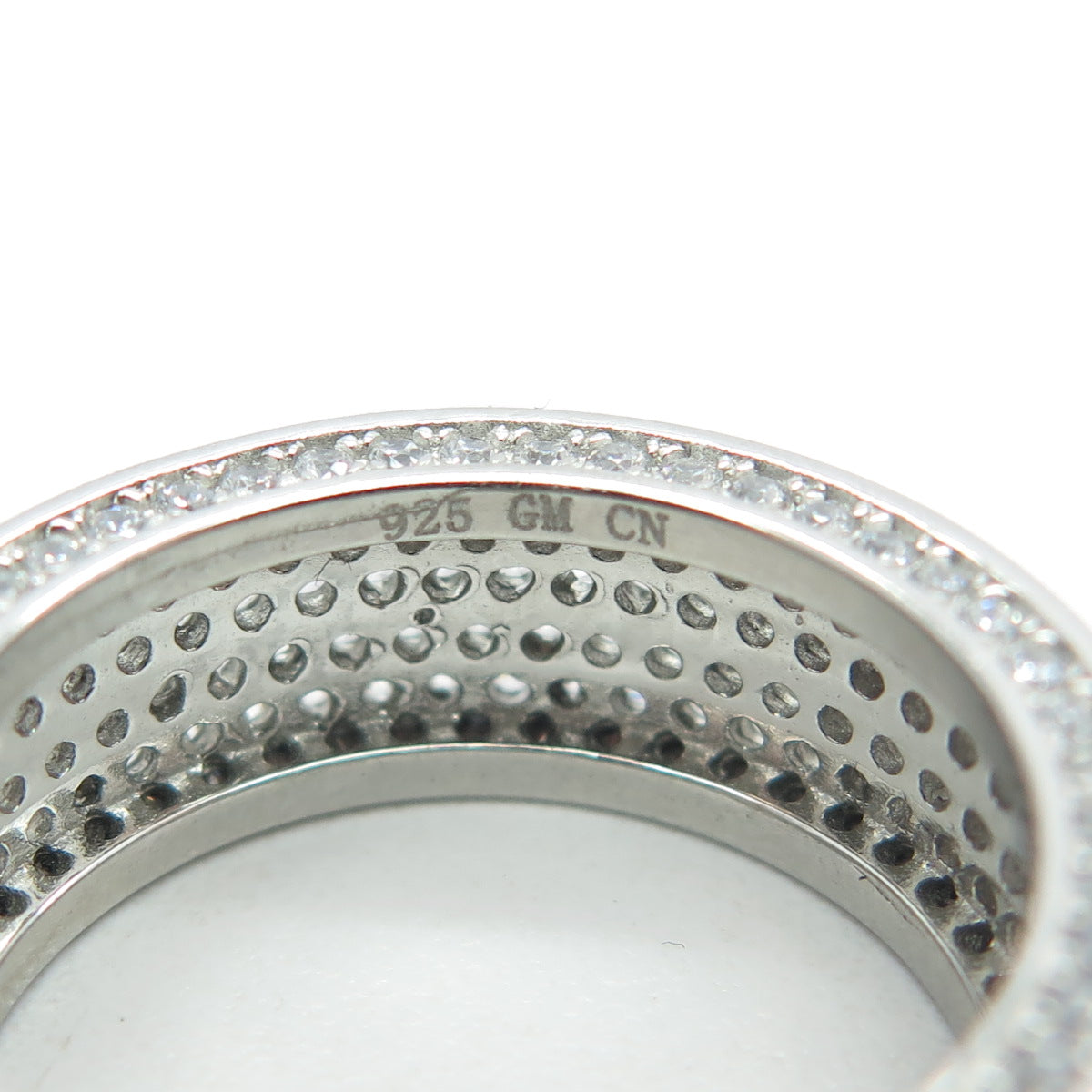 925 Sterling Silver Pave C Z All Around Eternity Band Ring Size 6.25