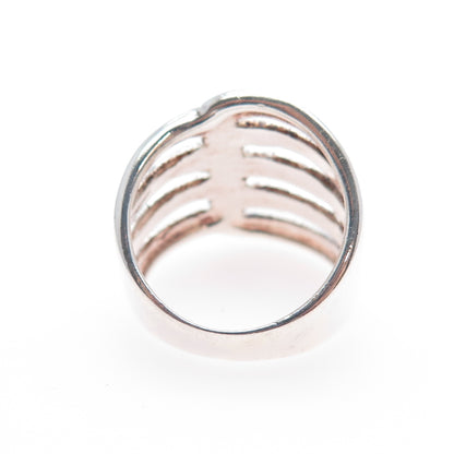 KEN CRAFTS 925 Sterling Silver Vintage Modernist Ribbed Ring Size 6