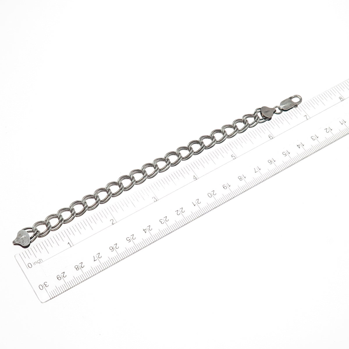 925 Sterling Silver Vintage Italy Double Curb Link Bracelet 6.75"