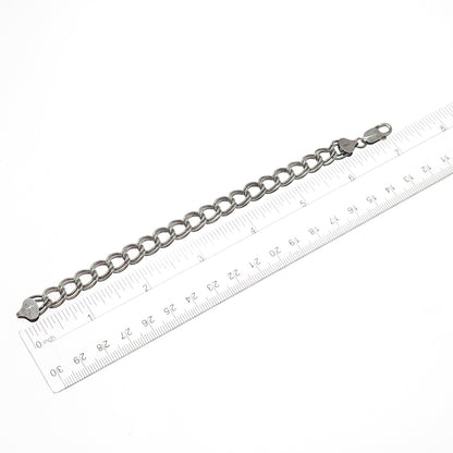 925 Sterling Silver Vintage Italy Double Curb Link Bracelet 6.75"