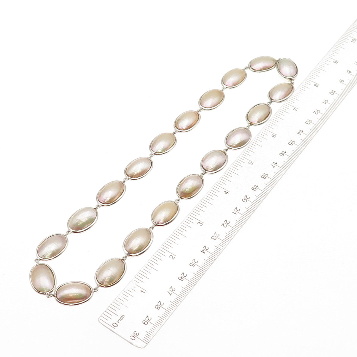 925 Sterling Silver Vintage Real Pearl Chain Necklace 18"