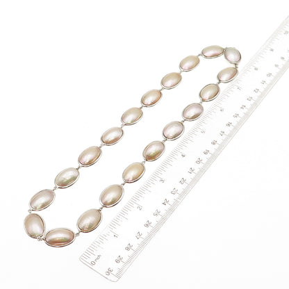 925 Sterling Silver Vintage Real Pearl Chain Necklace 18"