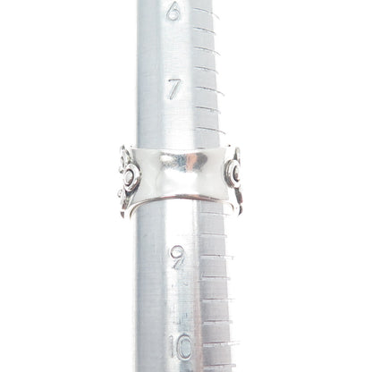 950 Silver Vintage Real Mother-of-Pearl Modernist Spiral Ring Size 8.25