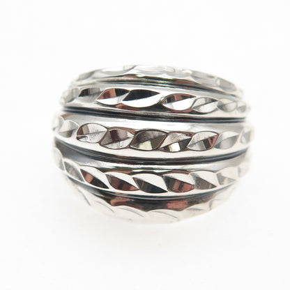 Chapal Zenray 925 Sterling Silver Vintage Modernist Ribbed Oxidized Ring Size 7