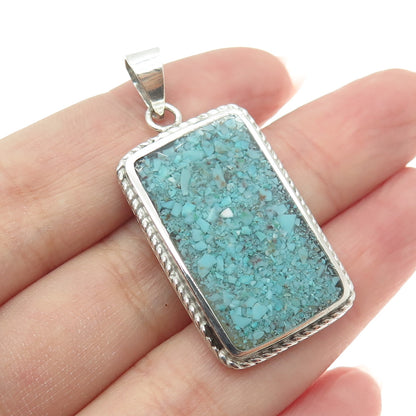 800 Silver Vintage Egypt Real Turquoise Inlay Pendant