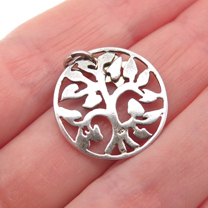 925 Sterling Silver 2-Tone Vintage Tree of Life Star of David Charm Pendant