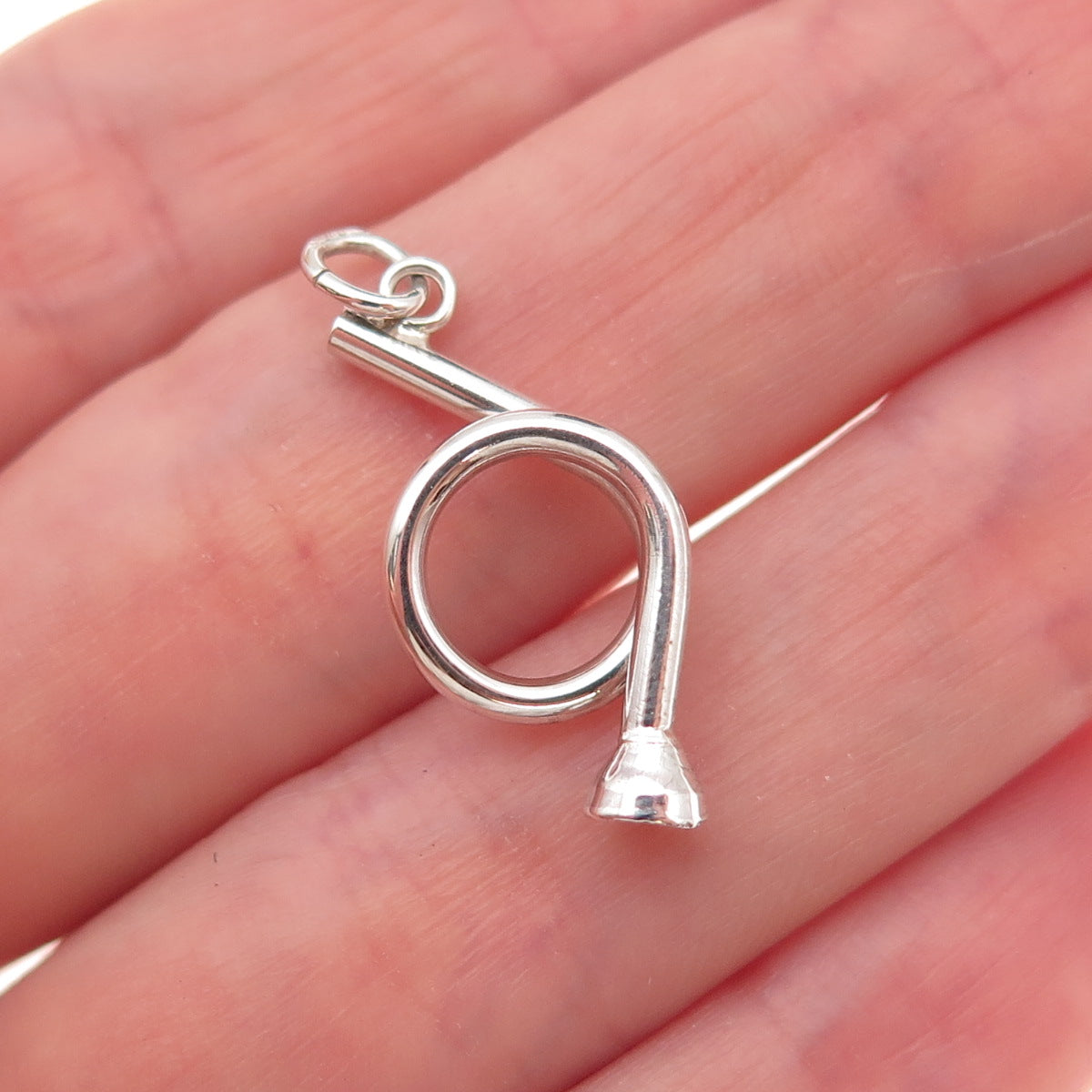 925 Sterling Silver Vintage Musical Horn Charm Pendant