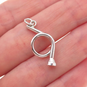 925 Sterling Silver Vintage Musical Horn Charm Pendant