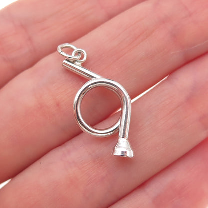 925 Sterling Silver Vintage Musical Horn Charm Pendant