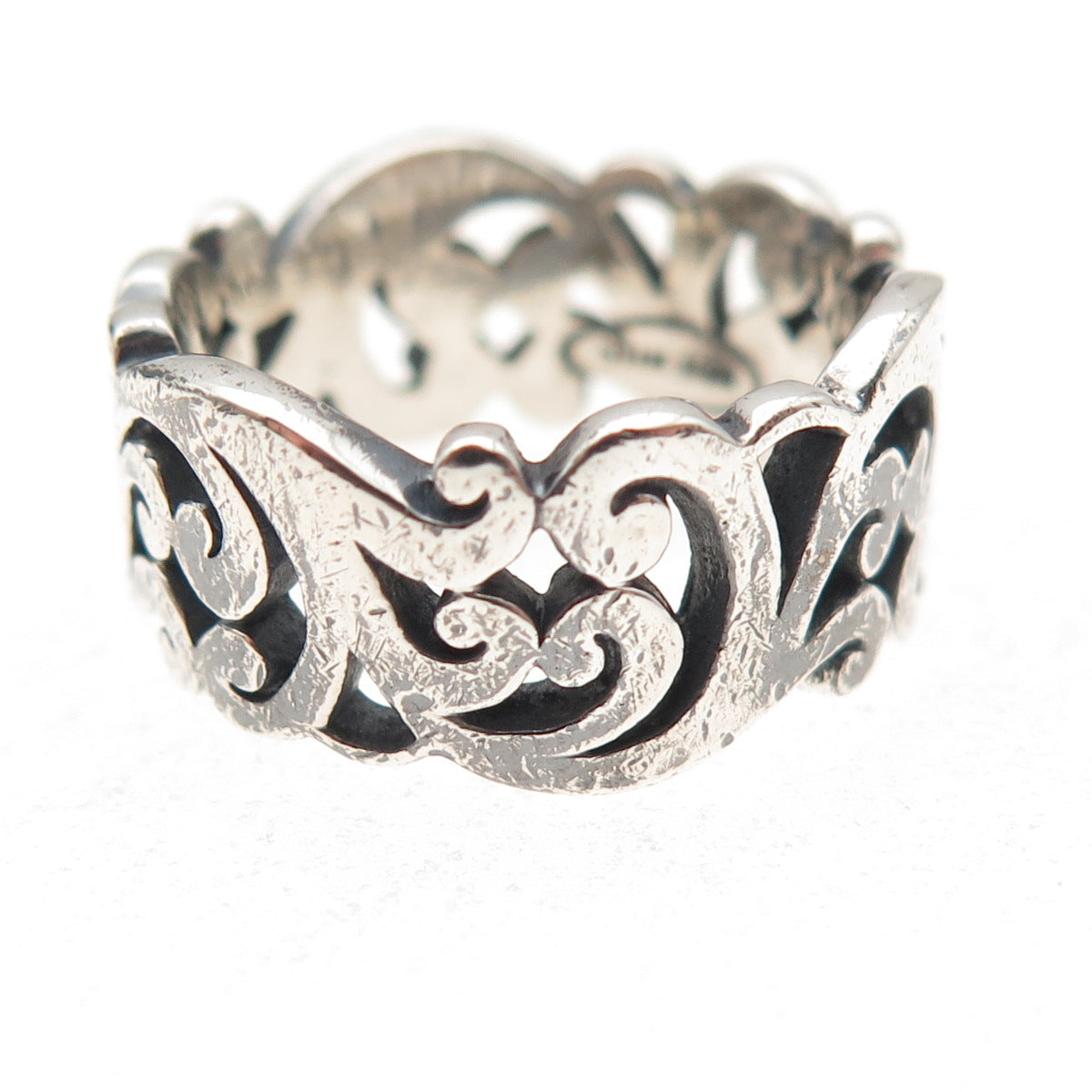 Lois Hill 925 Sterling Silver Vintage Signature Scroll Oxidized Ring Size 7.5