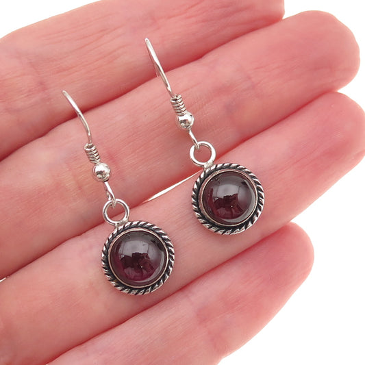 Quoc Turquoise 925 Sterling Silver Vintage Real Rhodolite Dangle Earrings