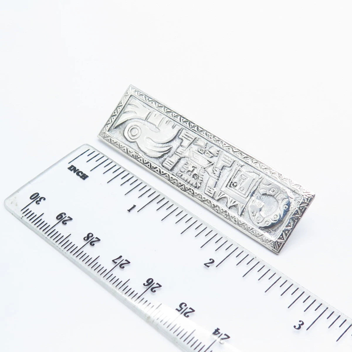 925 Sterling Silver Vintage Peru Tribal Pin Brooch