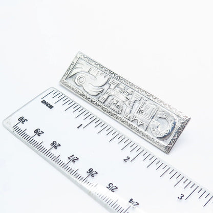 925 Sterling Silver Vintage Peru Tribal Pin Brooch