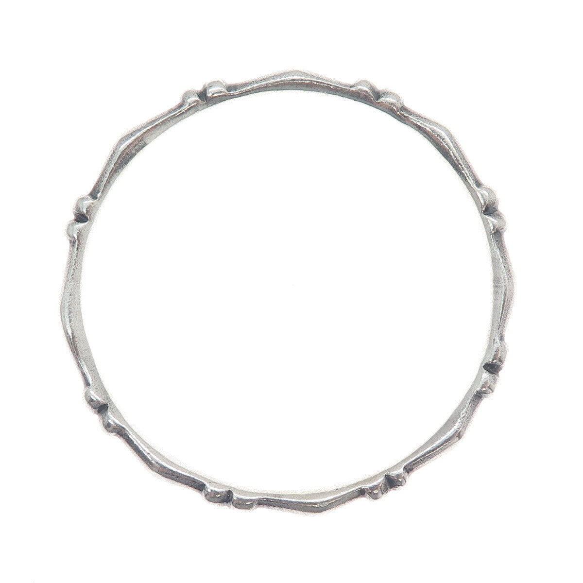 925 Sterling Silver Vintage Diamond-Shape Ball Station Bangle Bracelet 7.75"