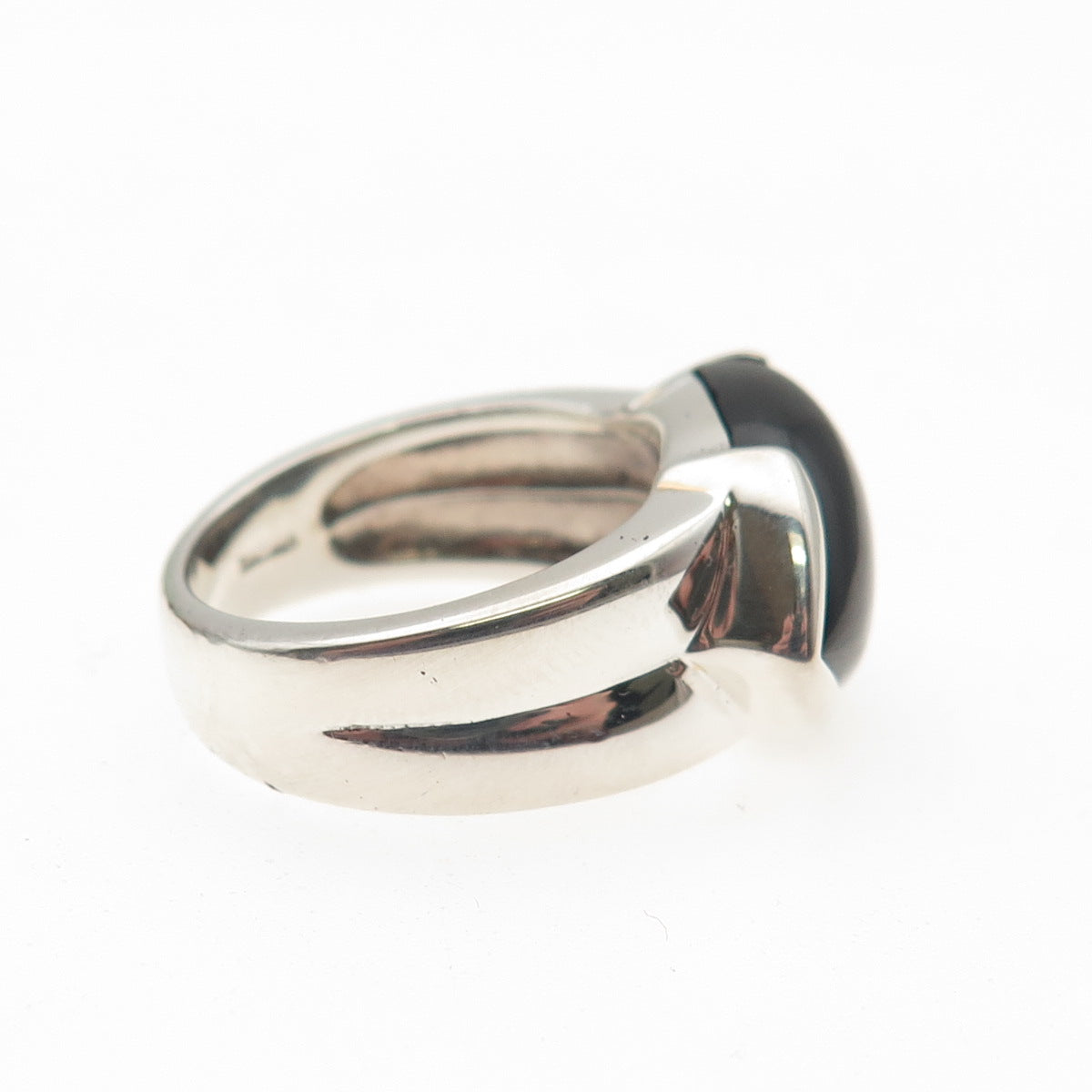 CNA PRANDA 925 Sterling Silver Vintage Real Black Onyx Modernist Ring Size 6