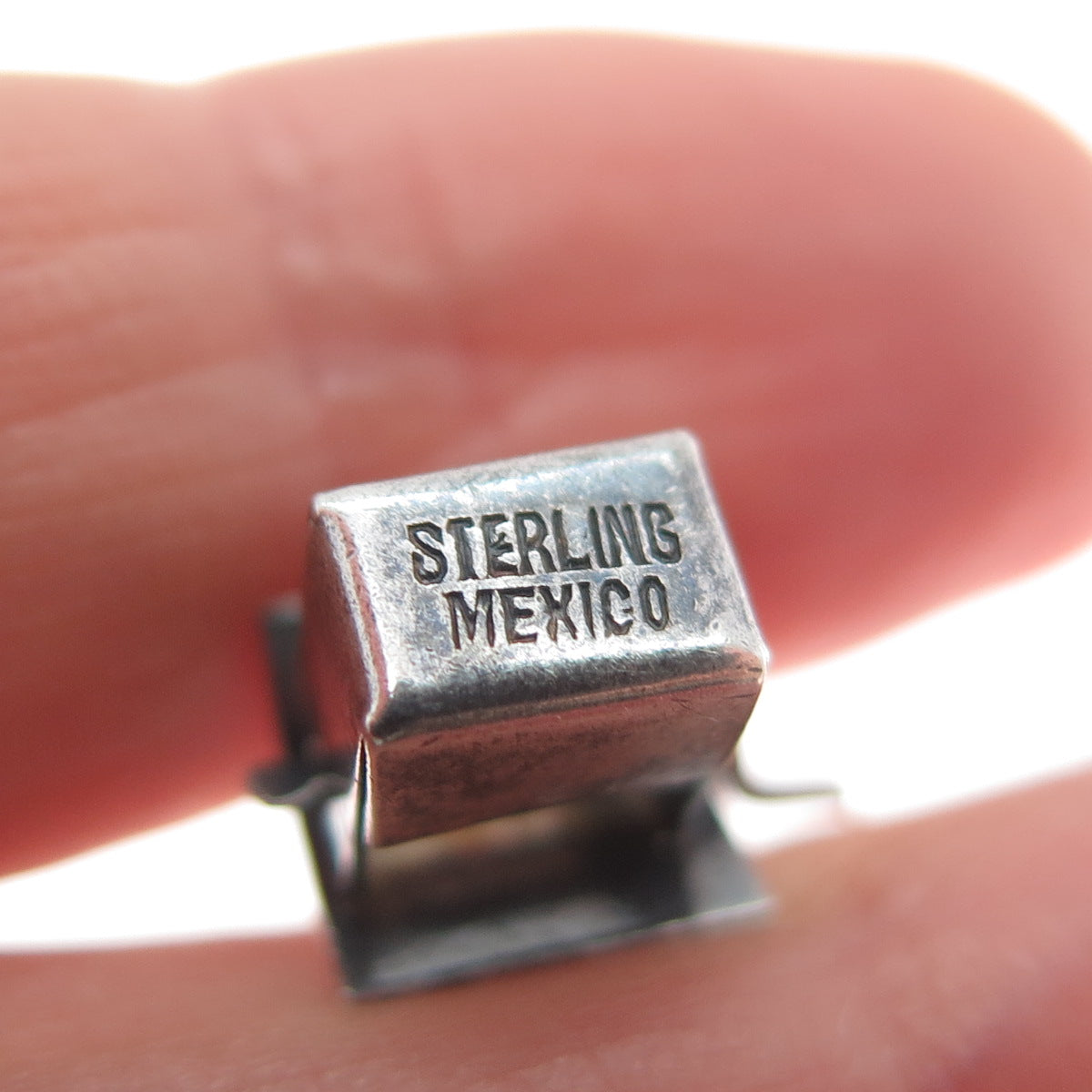 925 Sterling Silver Vintage Mexico Water Well Minimalist 3D Charm Pendant