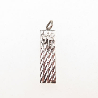 Elco 925 Sterling Silver Vintage Chai Judaica Mezuzah Charm Pendant
