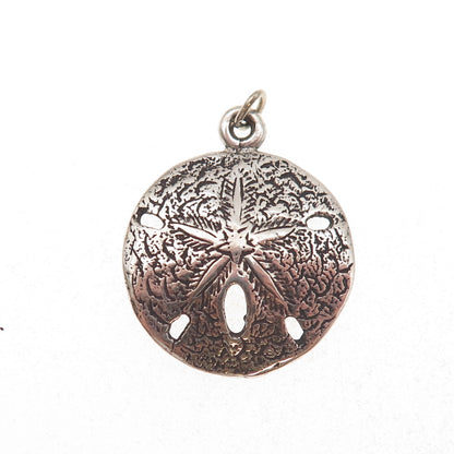 925 Sterling Silver Vintage Sand Dollar Oxidized Charm Pendant