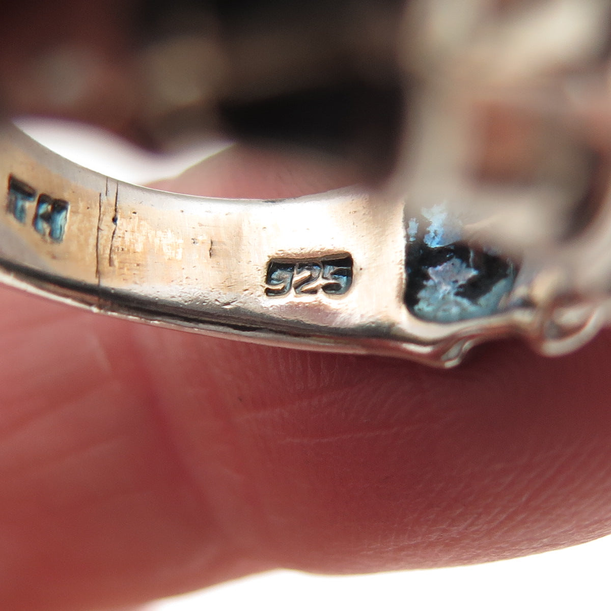 925 Sterling Silver Vintage Modernist Bamboo Ring Size 7.25