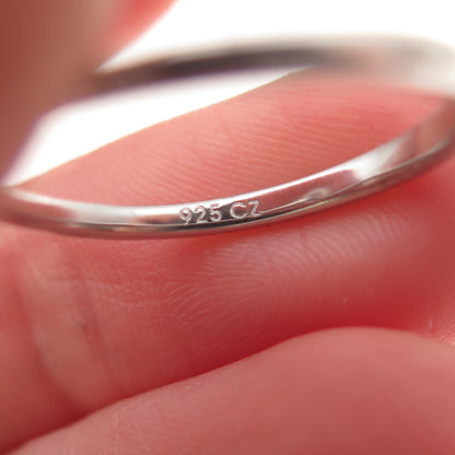 925 Sterling Silver Pear & Round-Cut C Z Bypass Ring Size 7