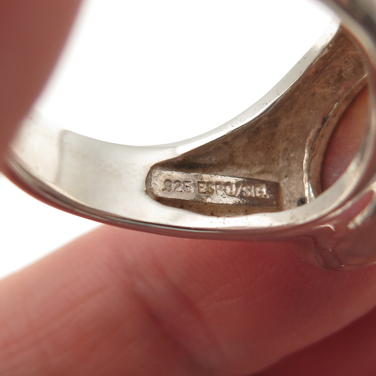 ESPO Joseph Esposito 925 Sterling Silver Vintage Real MOP Modernist Ring Size 9