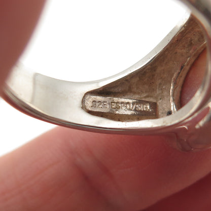 ESPO Joseph Esposito 925 Sterling Silver Vintage Real MOP Modernist Ring Size 9