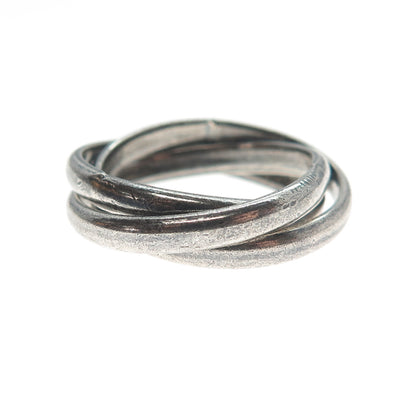 925 Sterling Silver Vintage Mexico Trinity Interlocked Band Ring Size 7.25