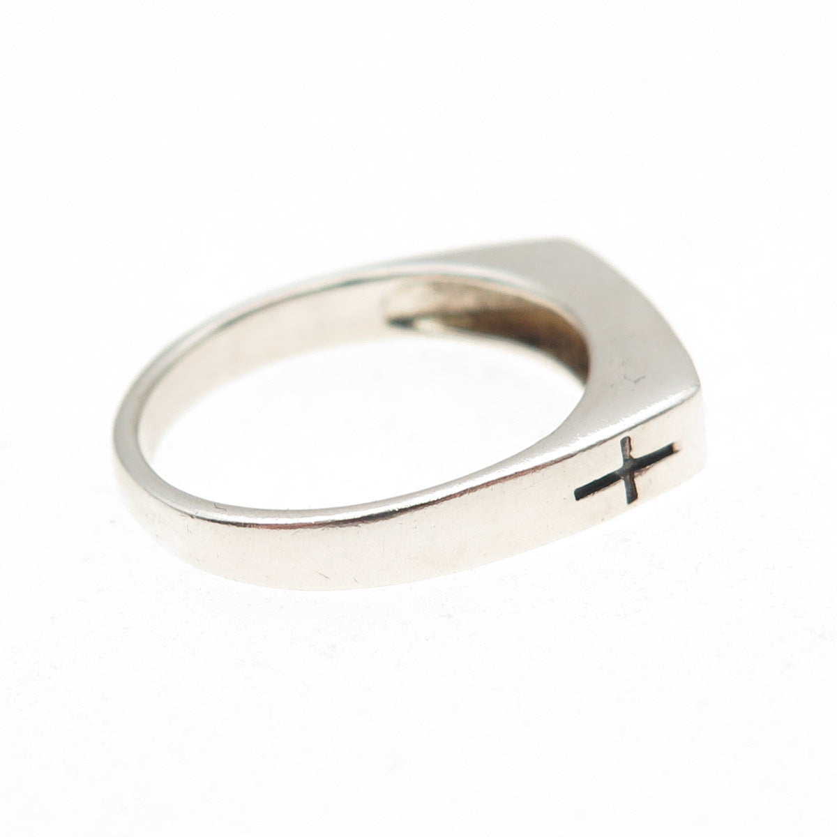 925 Sterling Silver Vintage Peace Bar Ring Size 7