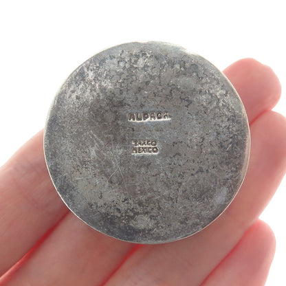 ALPACA Silver-Tone Vintage Mexico Daisy Flower Pill / Snuff Box