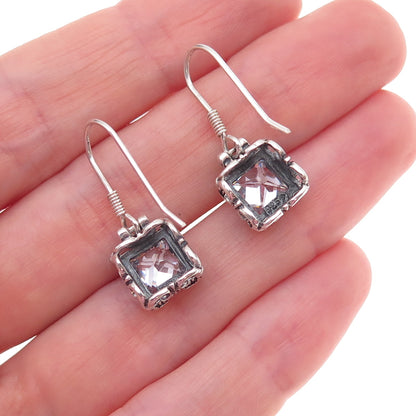 Silpada 925 Sterling Silver Vintage C Z Uptown Oxidized Dangle Earrings