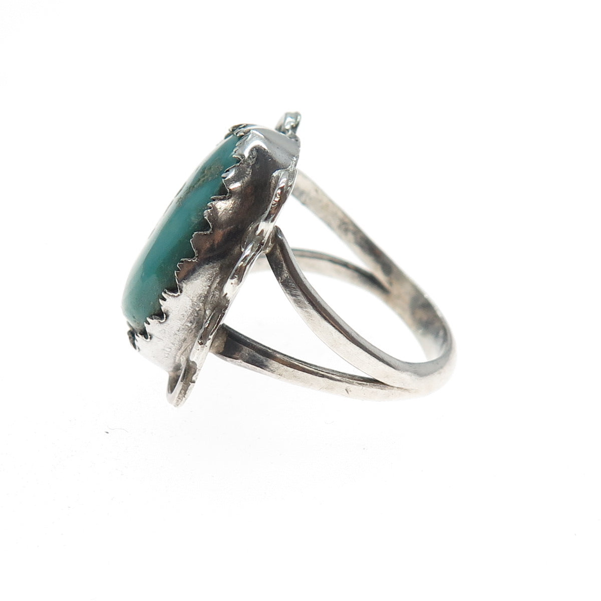 Old Pawn 925 Sterling Silver Vintage Southwestern Kingman Turquoise Ring Size 7
