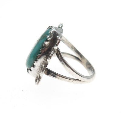 Old Pawn 925 Sterling Silver Vintage Southwestern Kingman Turquoise Ring Size 7