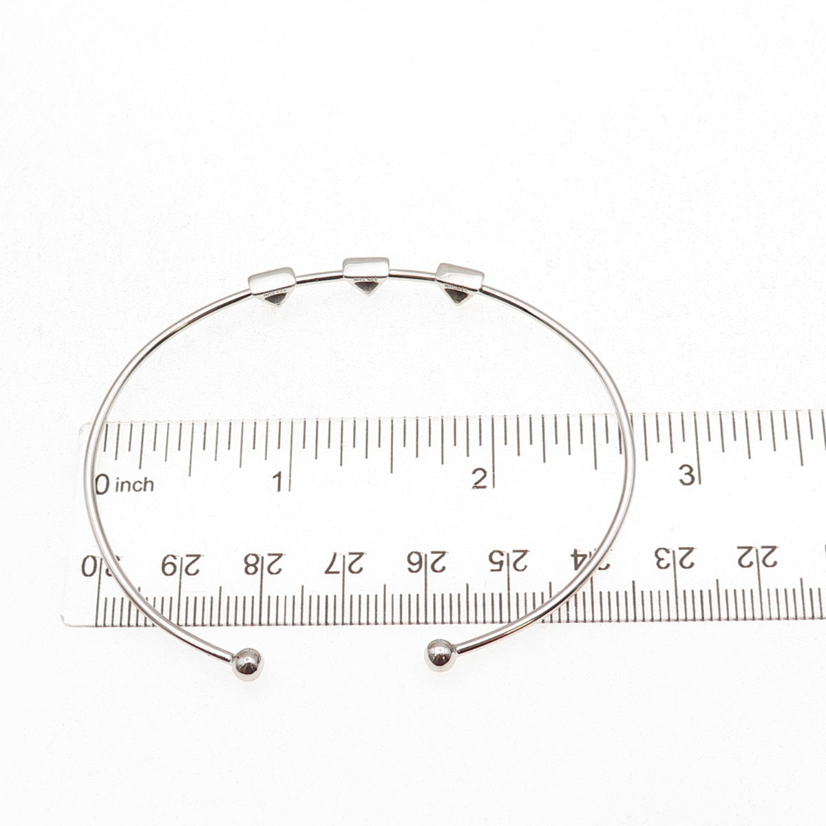Sun 925 Sterling Silver Vintage Triangle Adjustable Cuff Bracelet 6.5"