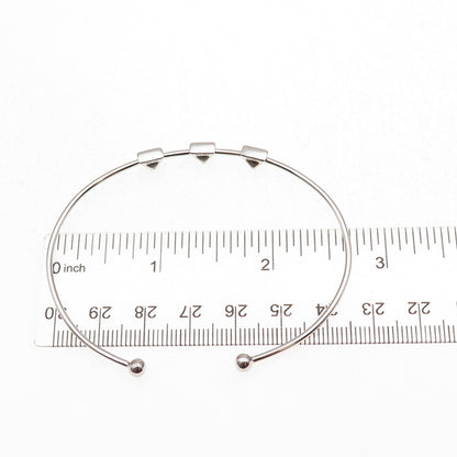 Sun 925 Sterling Silver Vintage Triangle Adjustable Cuff Bracelet 6.5"