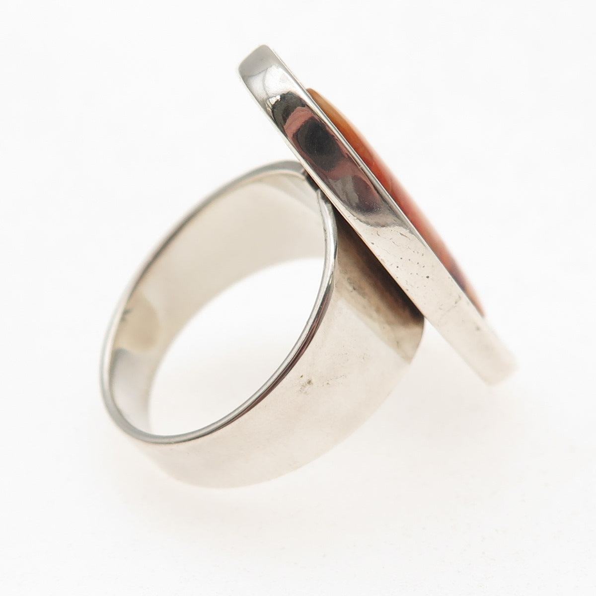 Carolyn Pollack Sterling Vintage Spiny Oyster & Turquoise Inlay Ring Size 8.25