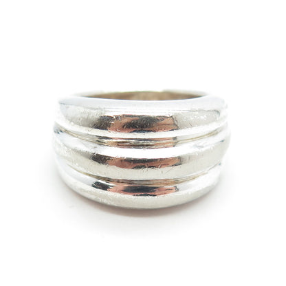 CHAPAL ZENRAY 925 Sterling Silver Vintage Modernist Ribbed Ring Size 6.75