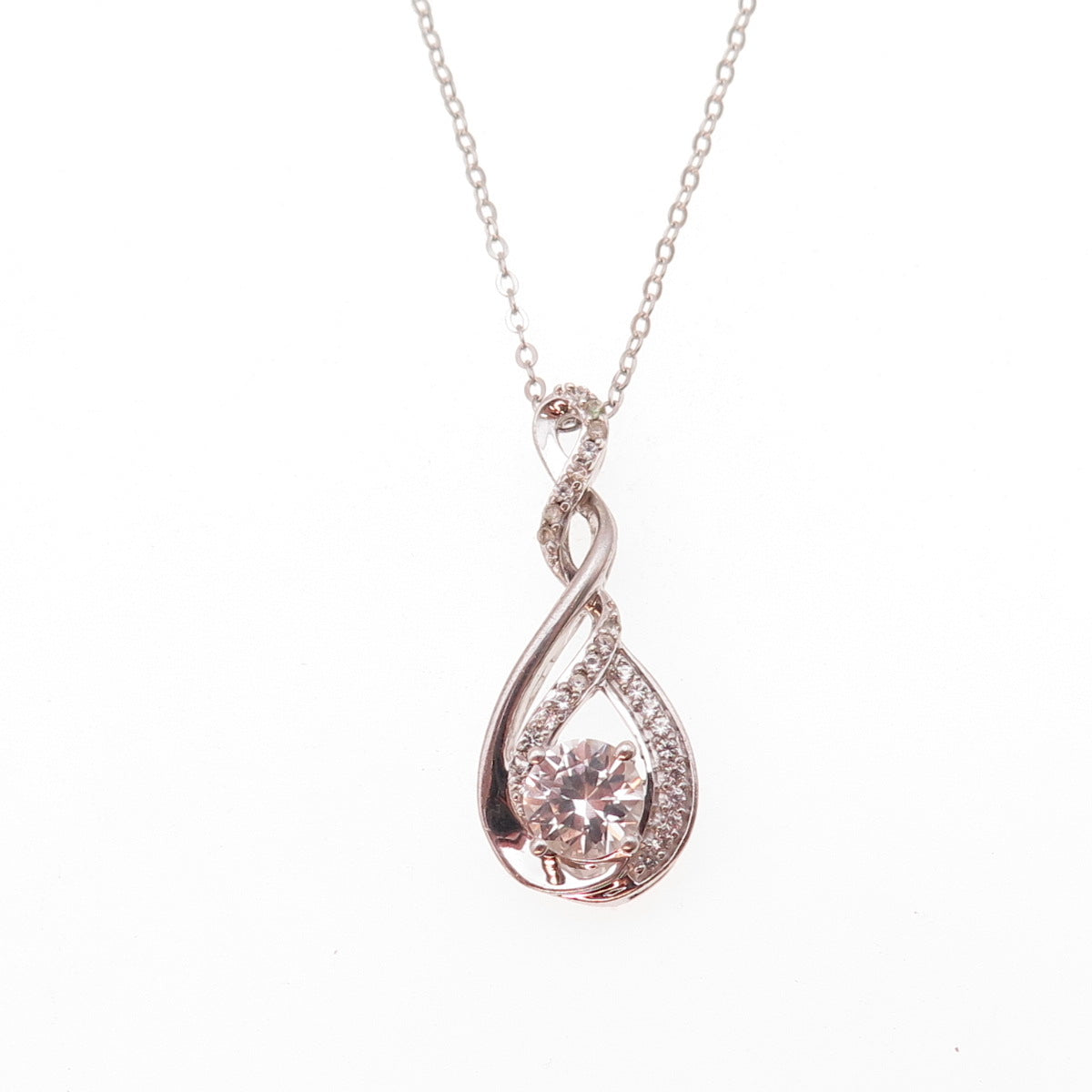 Jane Seymour Sterling Silver Real White Topaz Infinity Cable Chain Necklace 18"