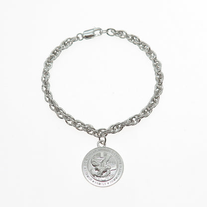 925 Sterling Vintage Hometown Heroes Salute 9/11 Prince-of-Wales Bracelet 6.75"