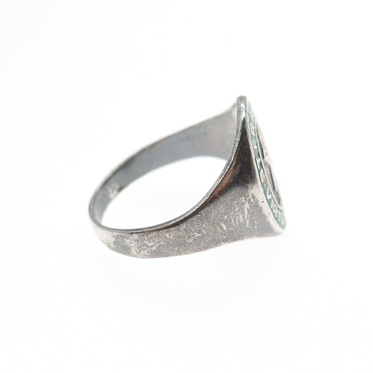 925 Sterling Silver Vintage YDL Enamel St. Francis College Ring Size 9.25